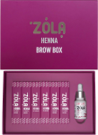 ZOLA Хна для брів набір  (Henna Box) 6 шт по 10 гр + олійка для догляду. - фото