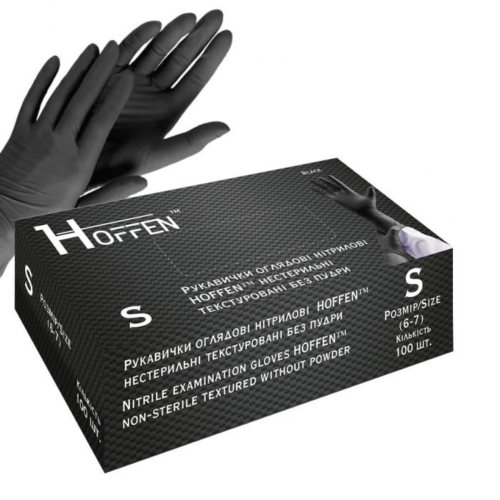 Рукавиці нітрілові HOFFEN чорні S. - фото