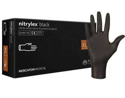 Рукавиці Mercator Medical Nitrylex чорні, 100 шт. розмір XL. - фото