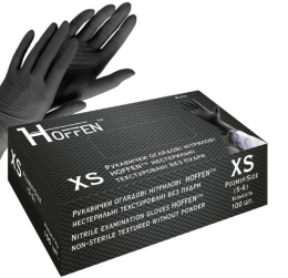 Рукавиці нітрілові чорні XS Hoffen.