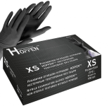 Рукавиці нітрілові чорні XS Hoffen. - фото