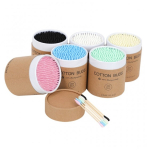 Ватні палички бамбукові Cotton Buds, 200 шт картонна кругла упаковка в асортименті. - фото
