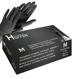 Рукавиці нітрілові чорні, розмір M Hoffen.