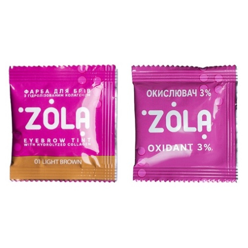 ZOLA 01Light brown Фарба для брів в саше+окисник 5ml. - фото