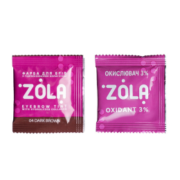 ZOLA 04 Dark brown Фарба для брів із колагеном  в саше з окисником 5ml.