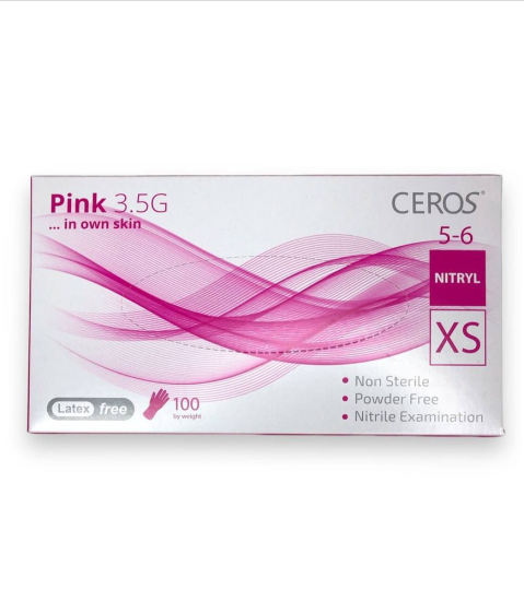 Рукавиці нітрілові Ceros Pink (рожеві) розмір XS. - фото