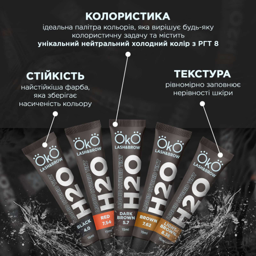 Набір фарби для брів та вій OKO Liquid Hybrid Tint H20. - фото №4 