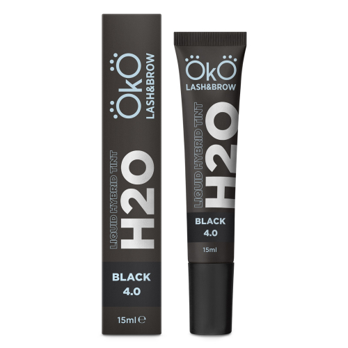 Фарба для брів та вій OKO Liquid Hybrid Tint H20 Black 4.0 15ml. - фото