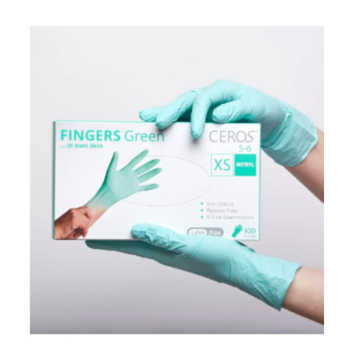 Нітрилові рукавиці  Ceros бірюзові розмір XS. Одноразова продукція - фото